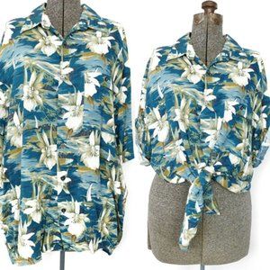 Crossings Hawaiian Print Shirt Unisex Blue Size XL